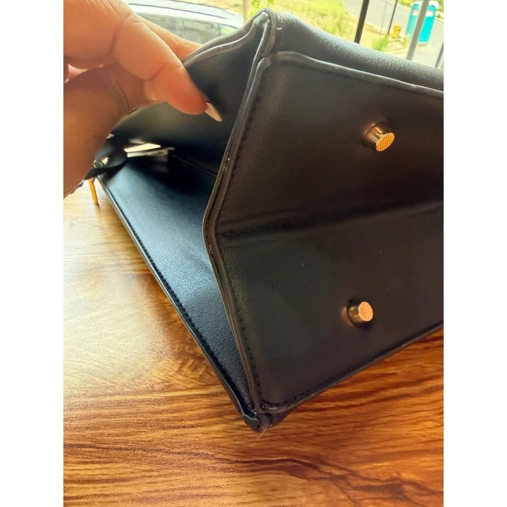 LOVEVOOK Black Faux Leather Laptop Tote Bag Tassel Work Briefcase Women's
